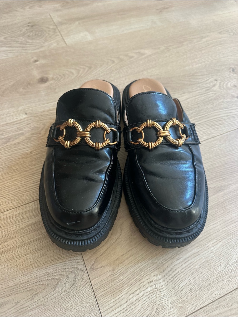 Sam Edelman a Circus Slip-On Loafers with Gold Chain Detail